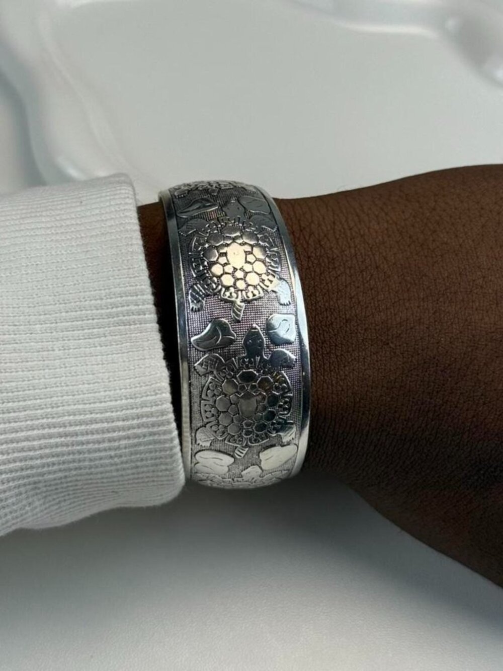 Silver Engraved Bangle Bracelet
